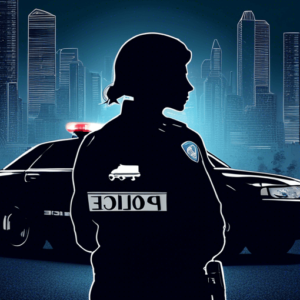 female police officer silhouette set against supernatural crime scene