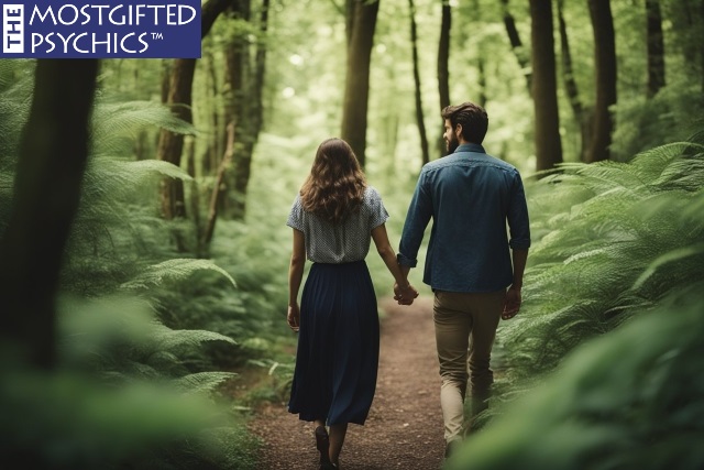 a married couple taking a walk in the nature to reconnect with each other