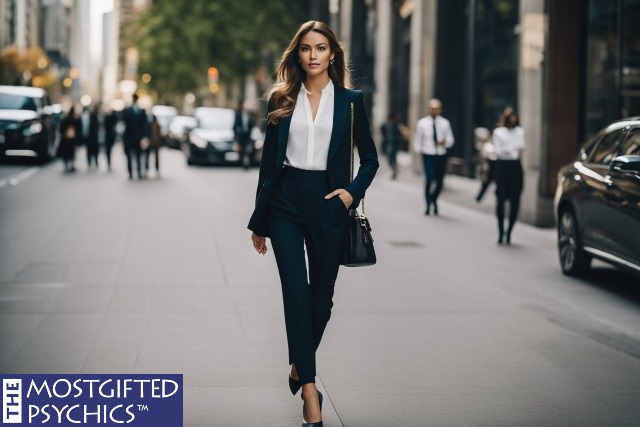 a business woman with a strong feminine appearance