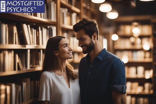 a man and a woman who keep meeting at a bookstore coincidently 