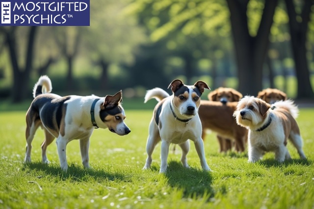 a dog acting strange around other dogs at the park