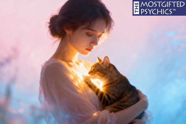 a woman dreaming about cradling a cat