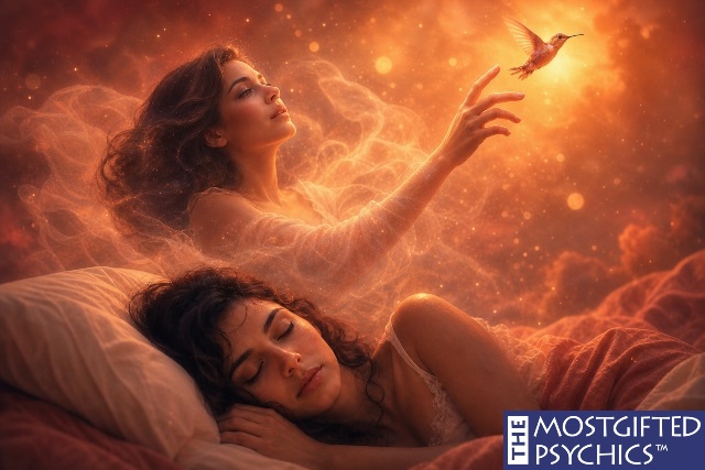 a woman trying to catch a hummingbird in her dream