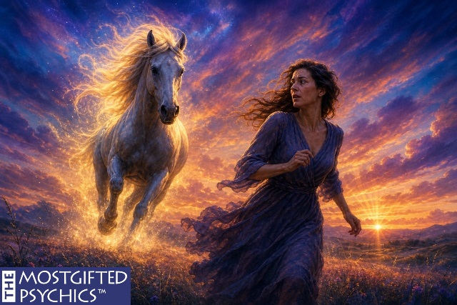 a woman dreaming of a horse chasing her